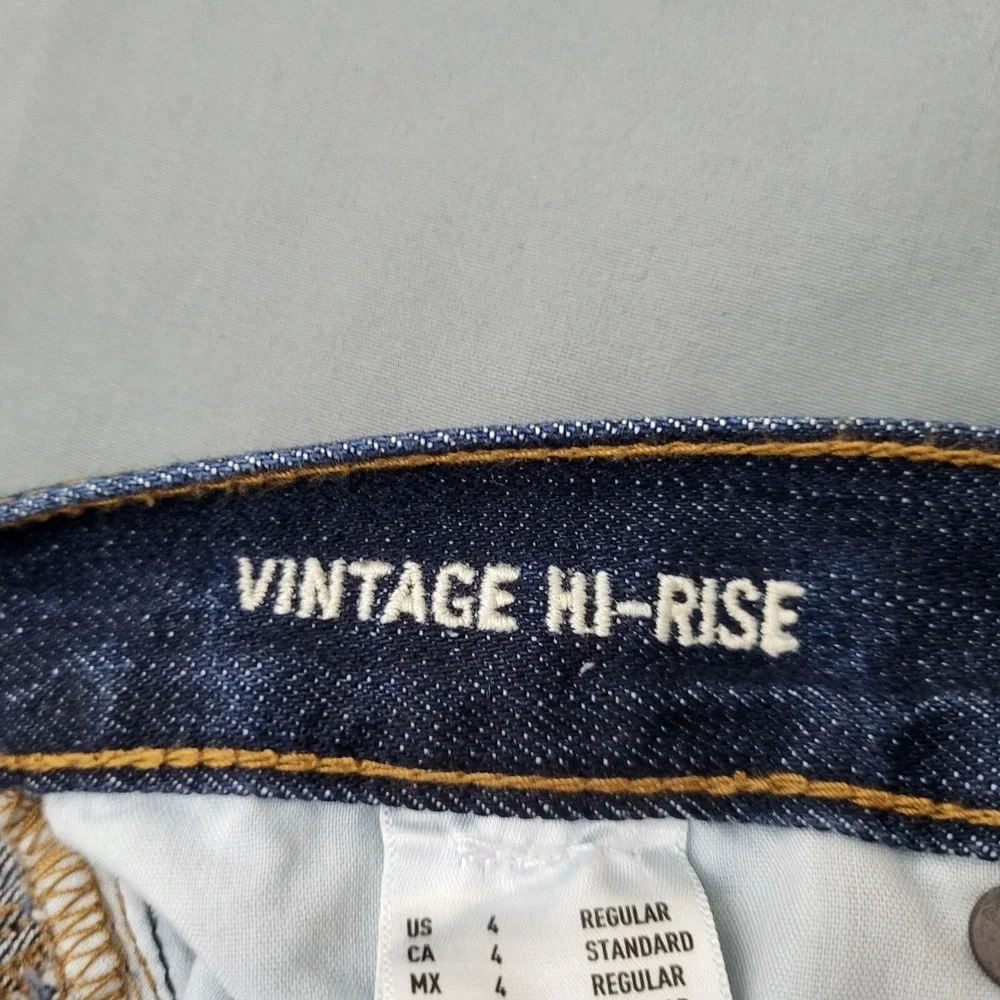 American Eagle Vintage Hi-Rise Button Fly Straight Leg Jeans Dark Wash Womens 4‎